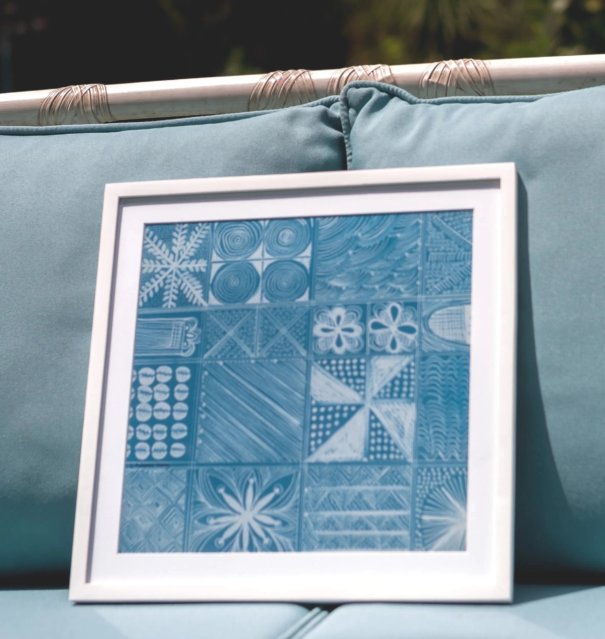 Elizabeth Ashamu Deng, Cycle, 2021. Cyanotype print on watercolor paper, 20 cm × 20 cm.