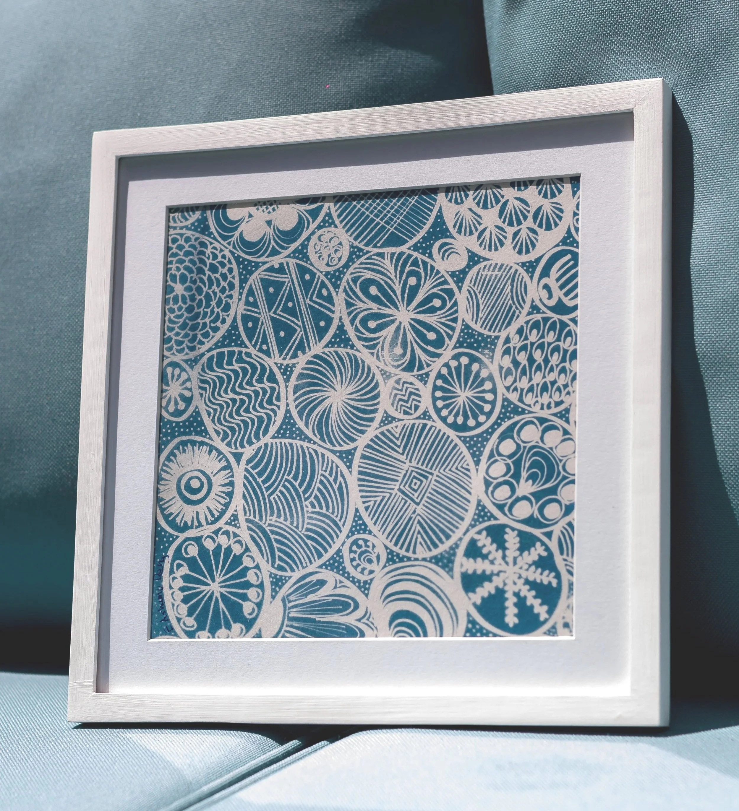 Elizabeth Ashamu Deng, Play Around, 2021. Cyanotype print on water color paper, 20 cm × 20 cm.