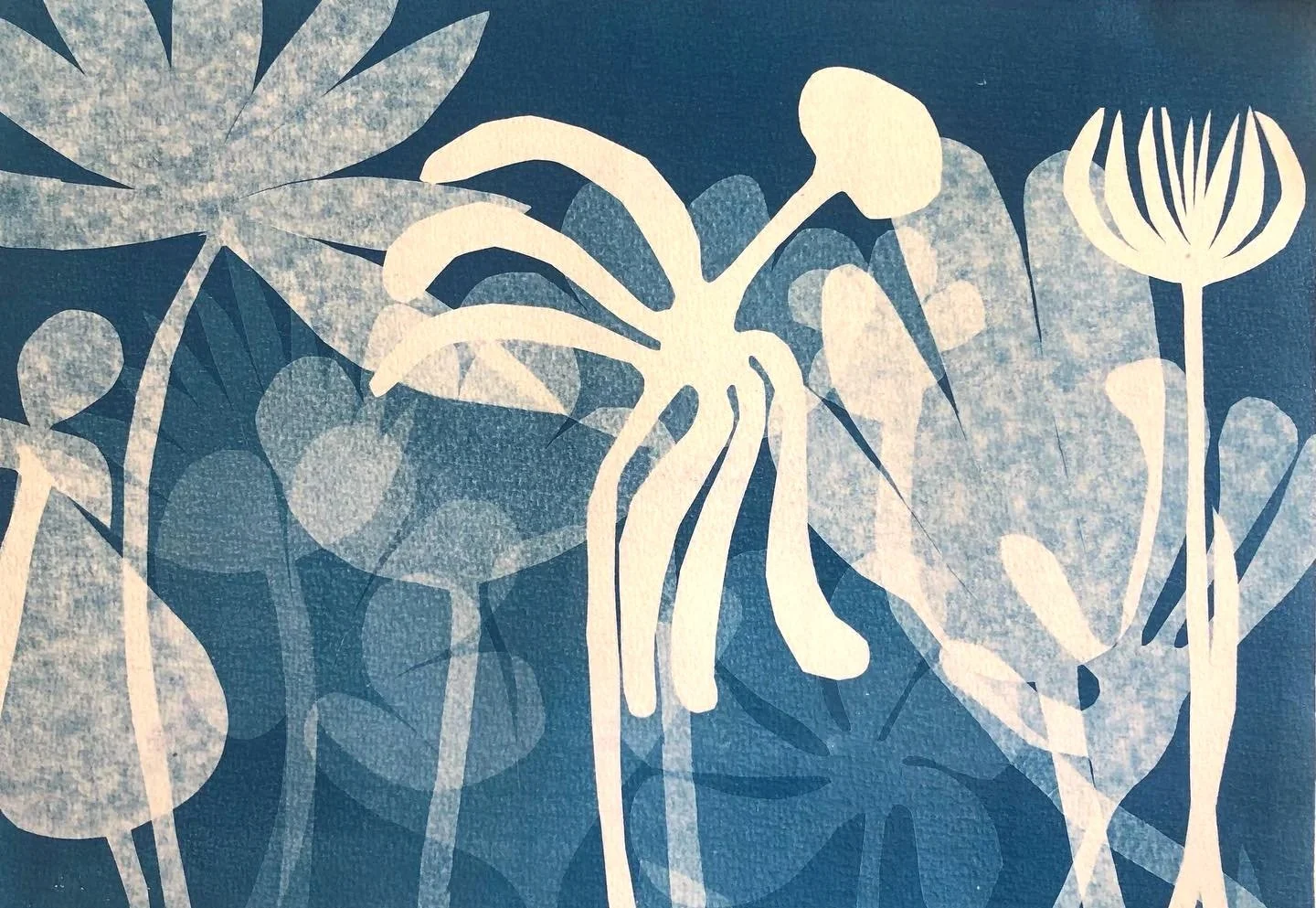 Elizabeth Ashamu Deng, Where the Wild Things Are, 2021. Cyanotype print on watercolor paper, 33 cm × 27 cm.