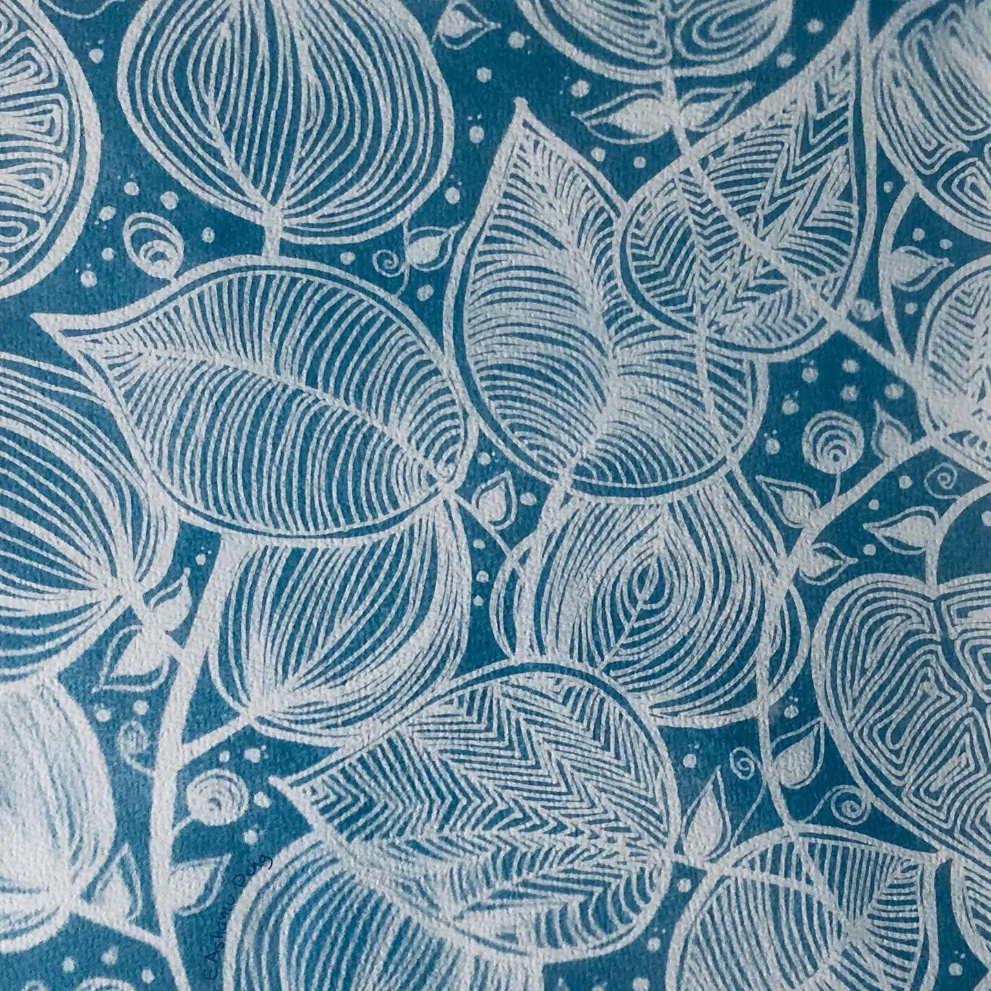 Elizabeth Ashamu Deng, Blue in Green, 2021. Cyanotype print on water color paper, 30 cm × 30 cm.