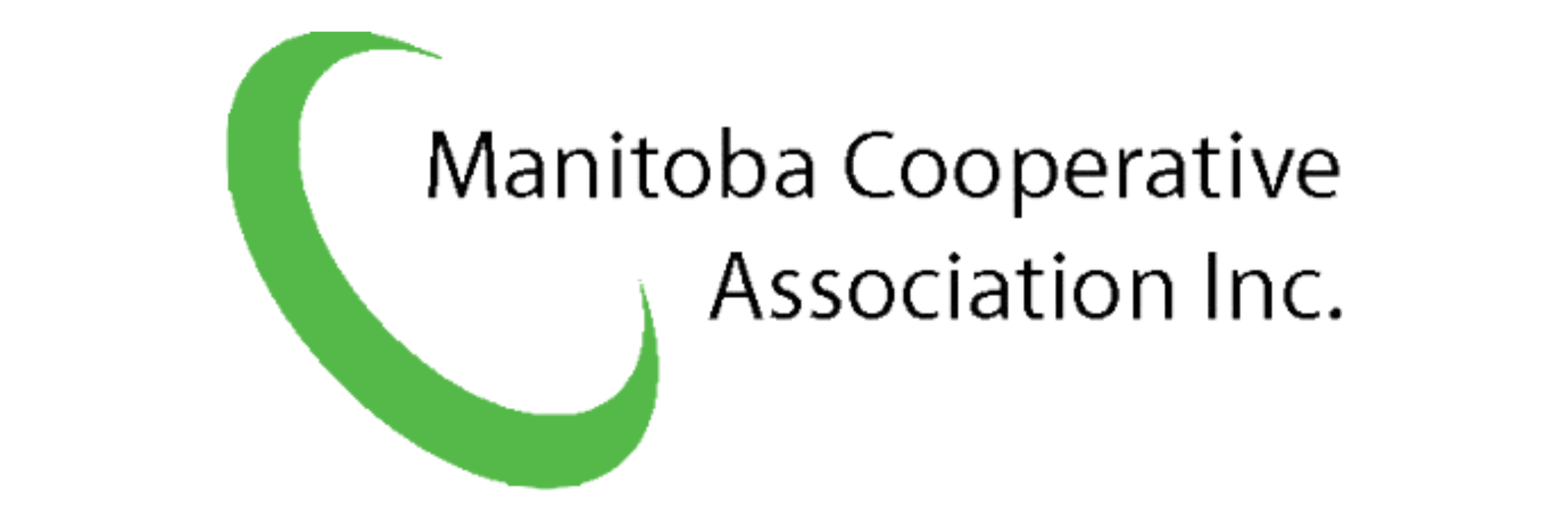 Logo of the Manitoba Cooperative Association Inc., featuring a green curved arrow and black text.