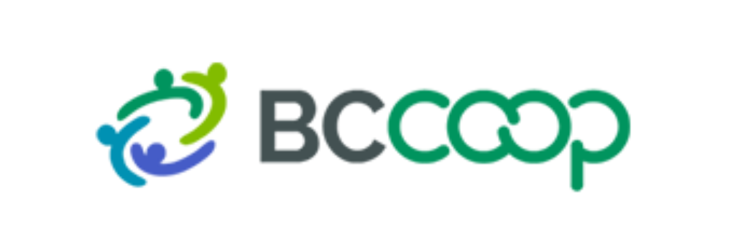 Logo for EcoCoop featuring stylized leaves forming interconnected shapes in green, blue, and teal with the text 'EcoCoop' next to it.