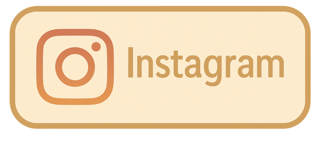 A rectangular button with rounded edges and a beige background, featuring the Instagram logo on the left and the word 'Instagram' in gold-colored text.