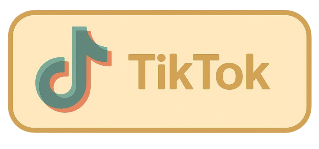 TikTok logo with text on a beige background.