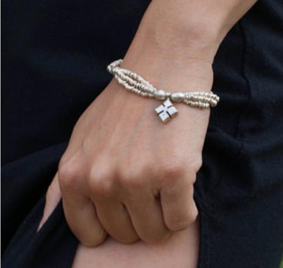 Bullet bead cross bracelet