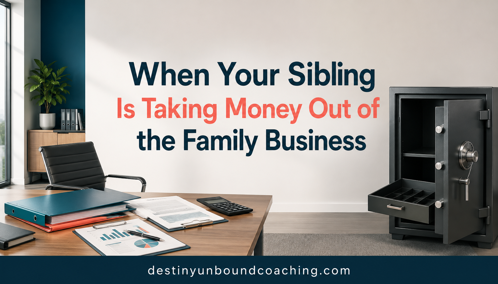 Family business owner reviewing account statements showing sibling withdrawals