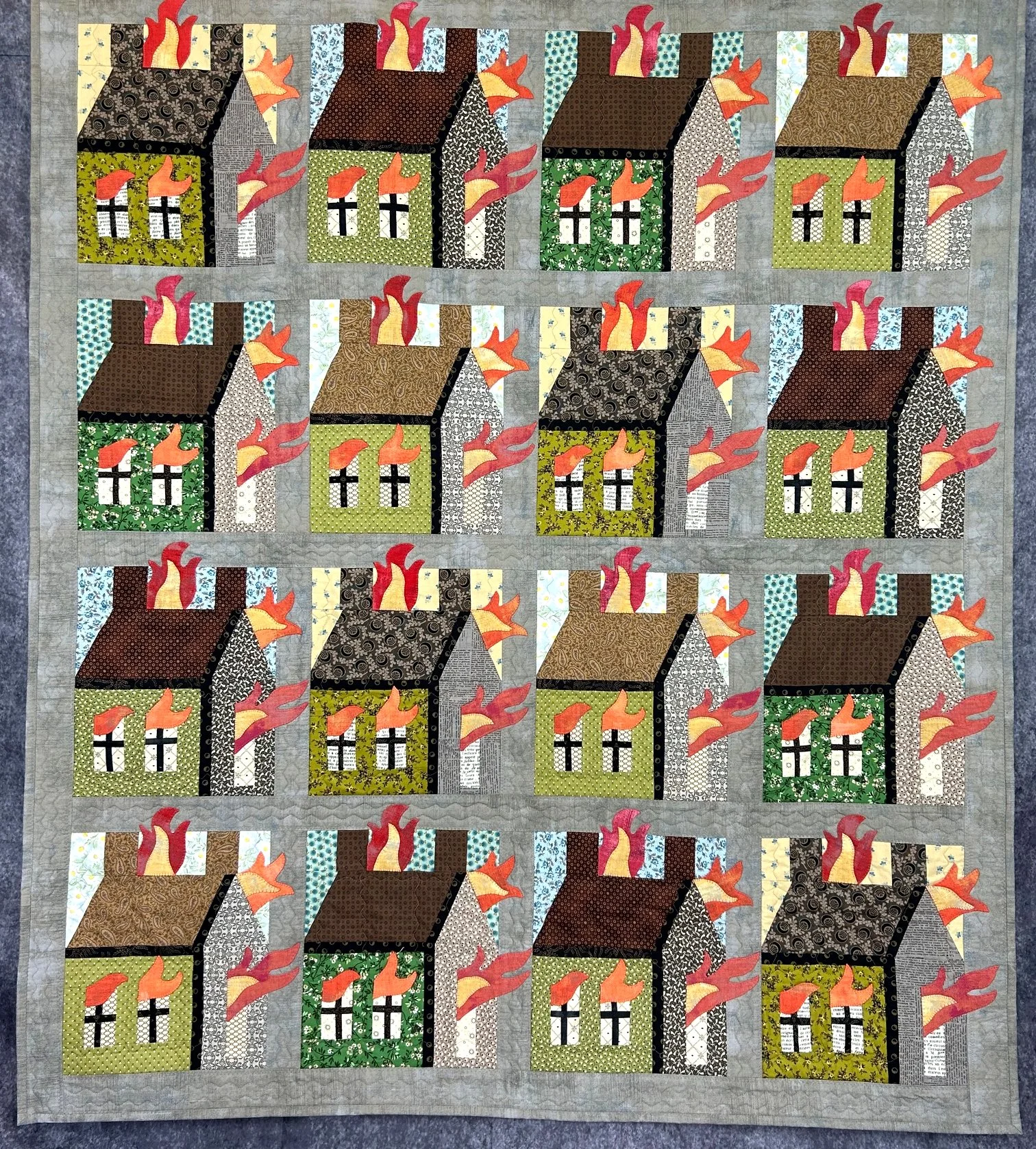 applique art quilt made with 19th century reproduction fabrics