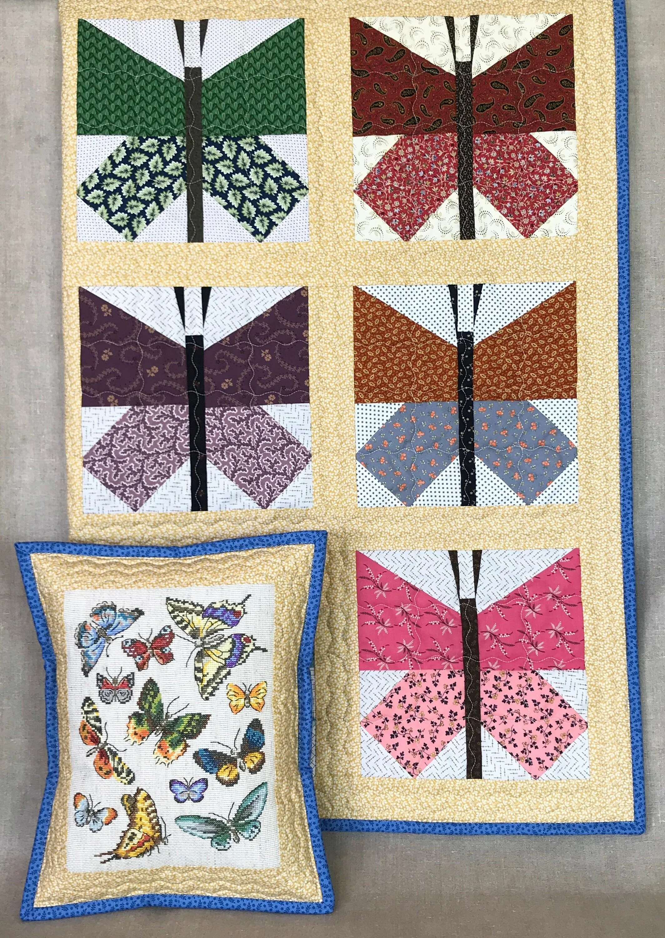 Gender Neutral Baby Quilt in a vintage butterfly pattern