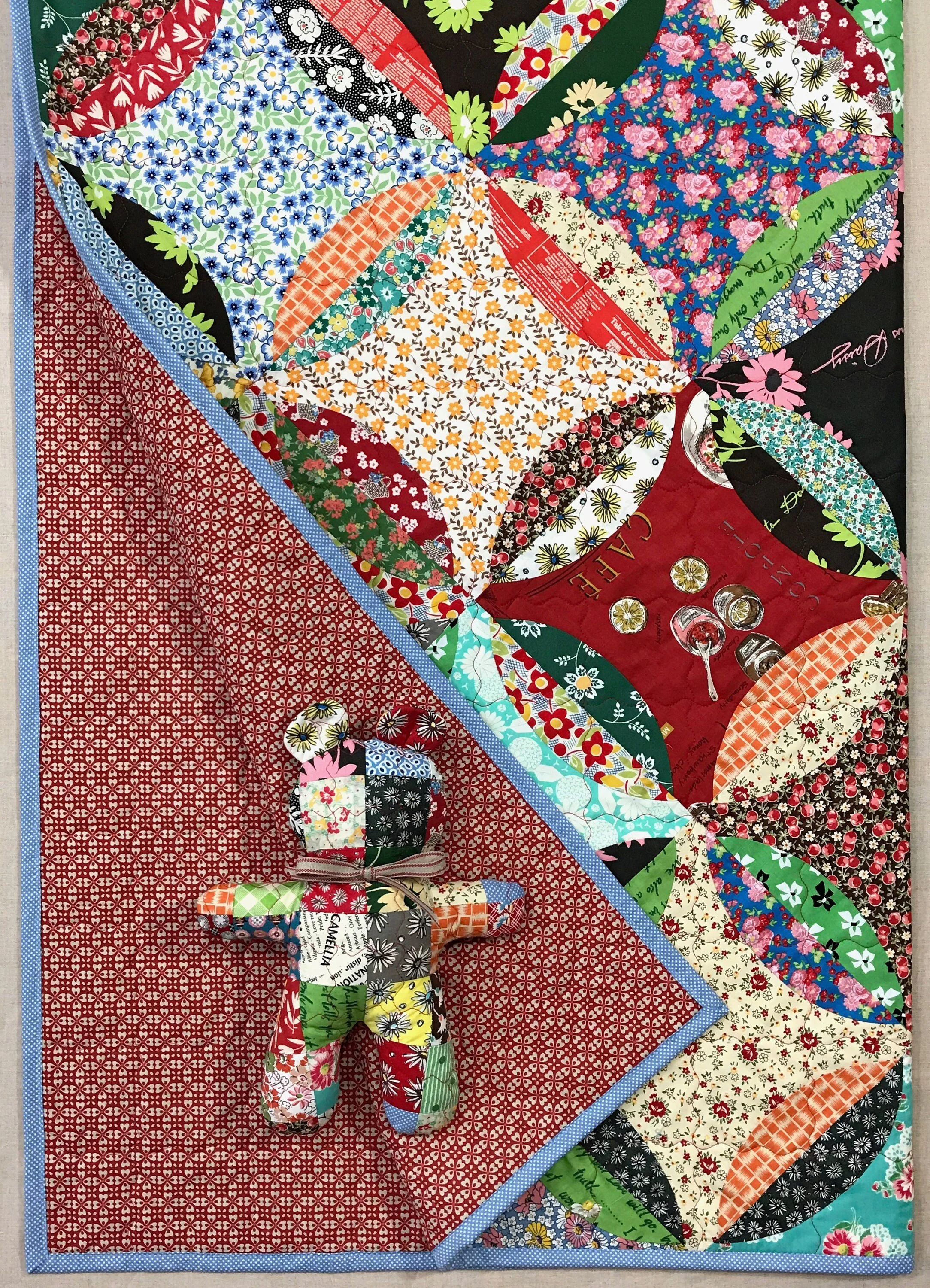 Feedsack Baby Quilt and Teddy Bear Set