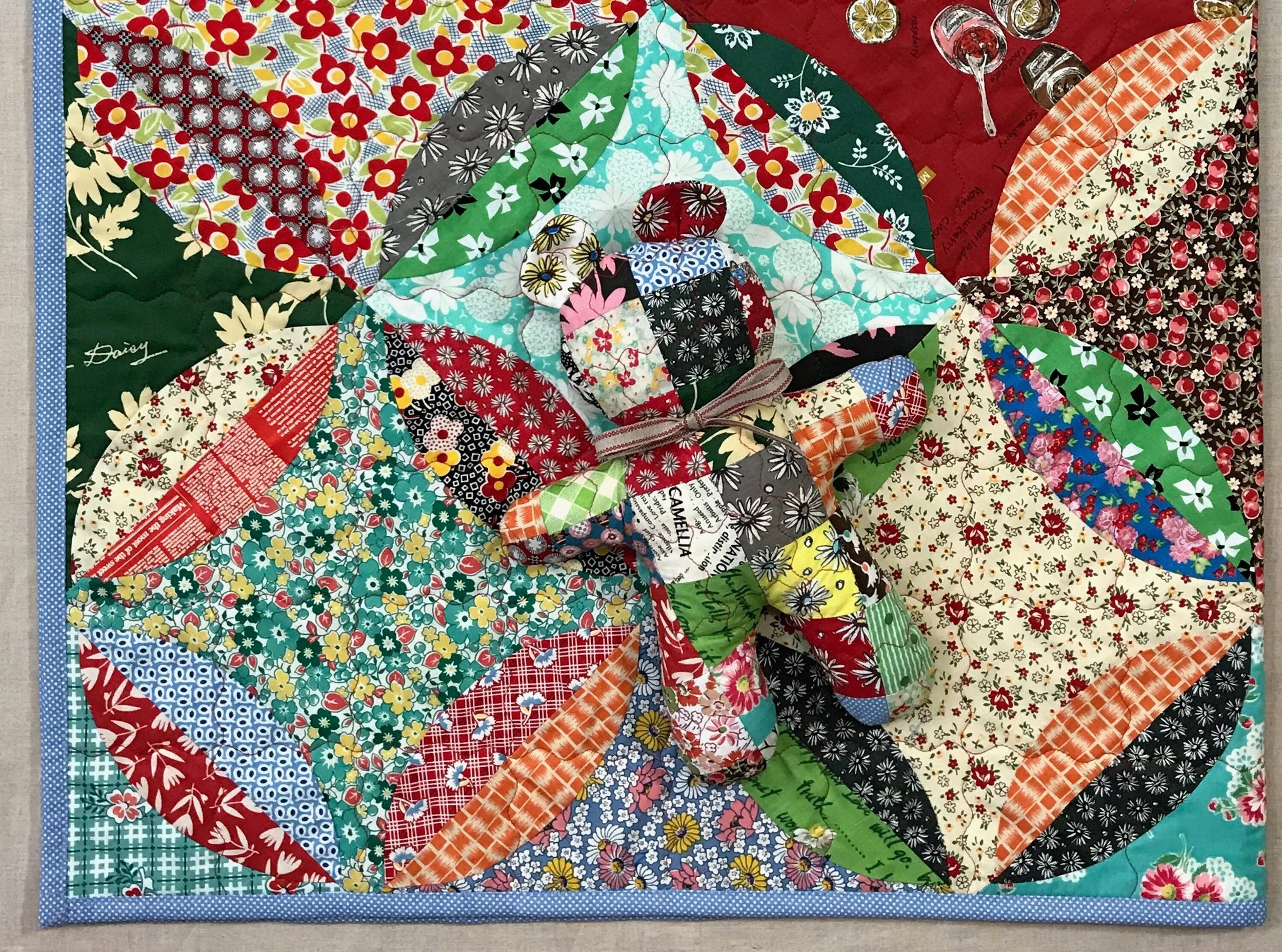 handmade Baby quilt and Teddy bear shower gift set