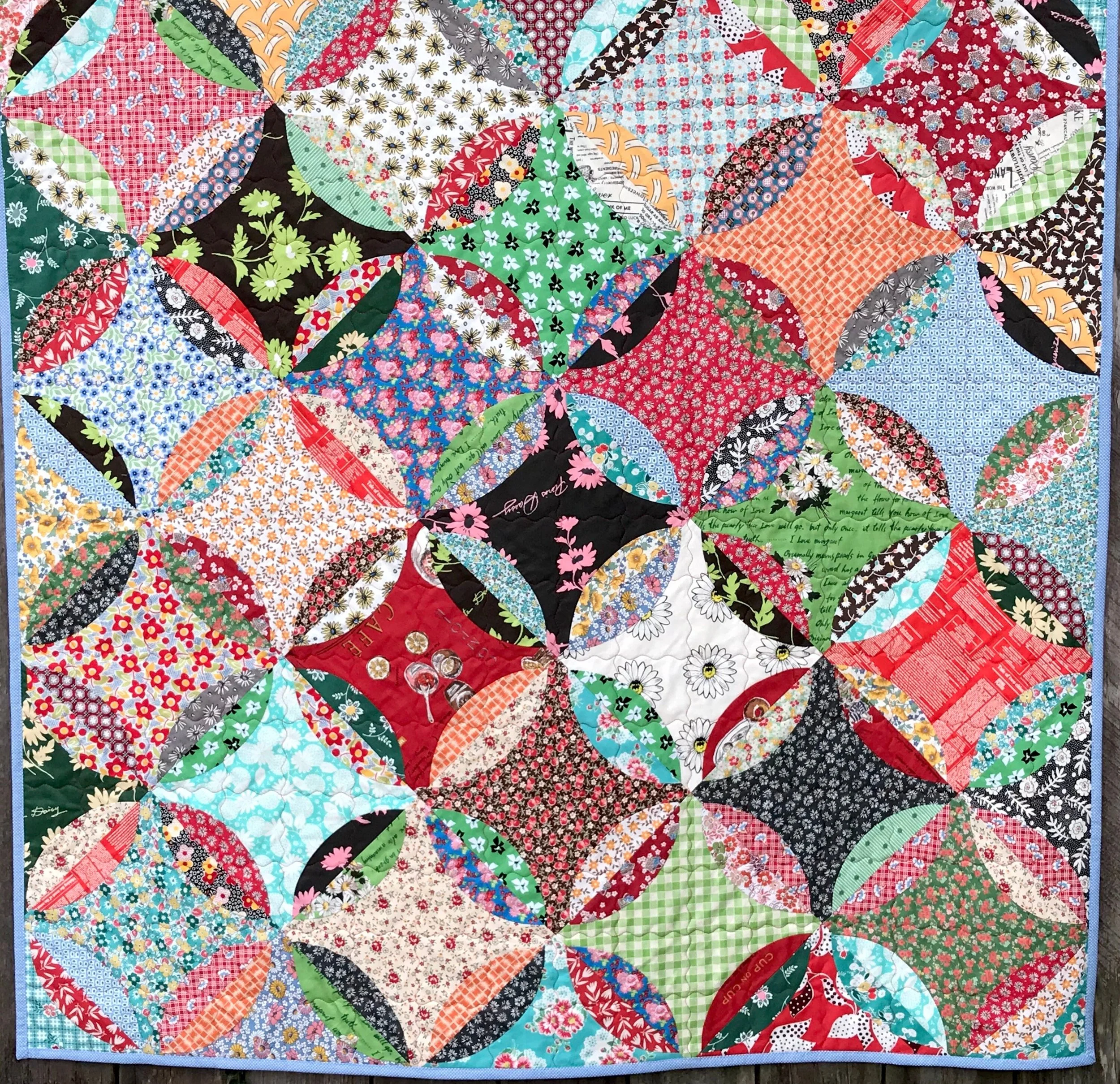 handmade feedsack quilt - robbing Peter to pay paul