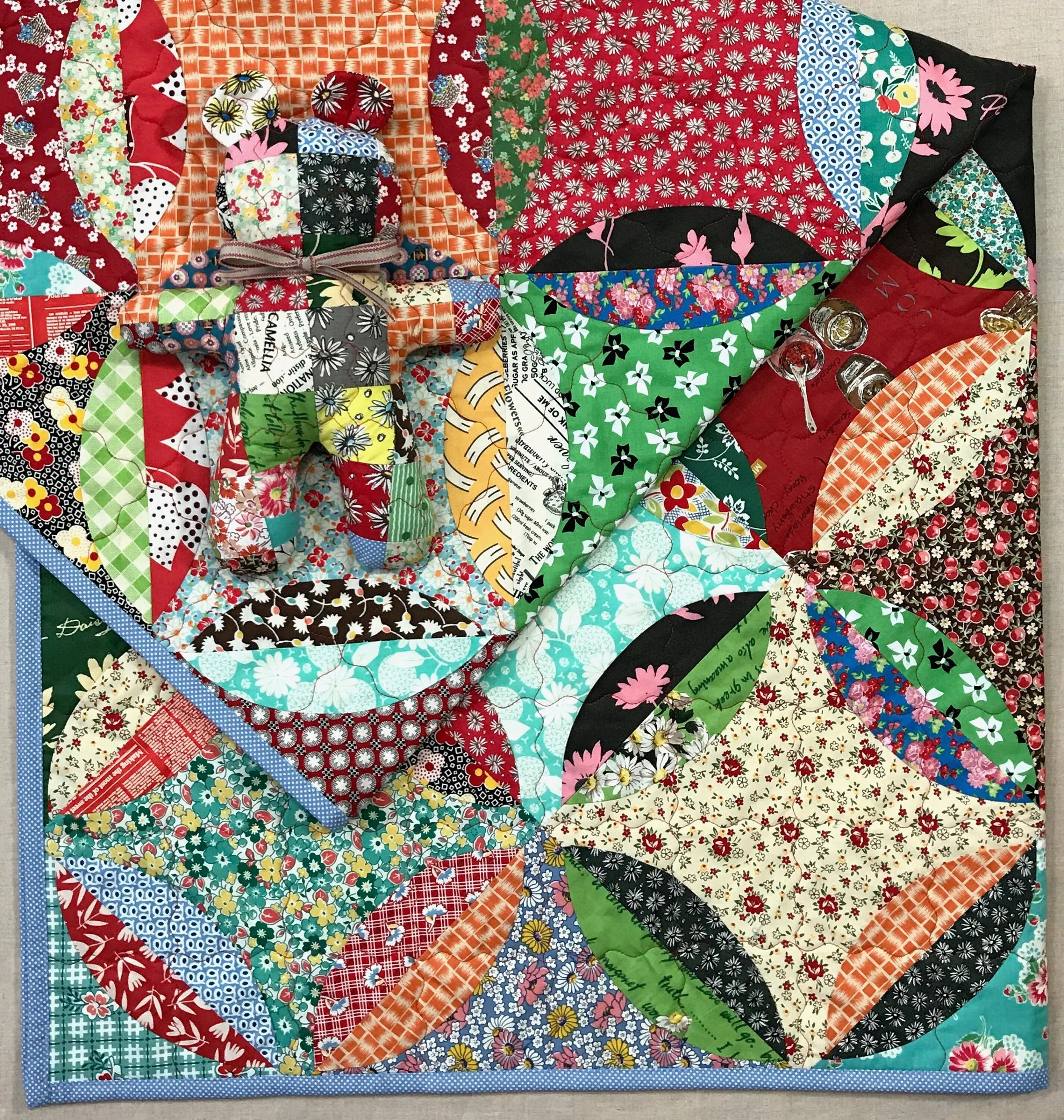 Baby Shower Quilt Gift Set with patchwork Teddy bear