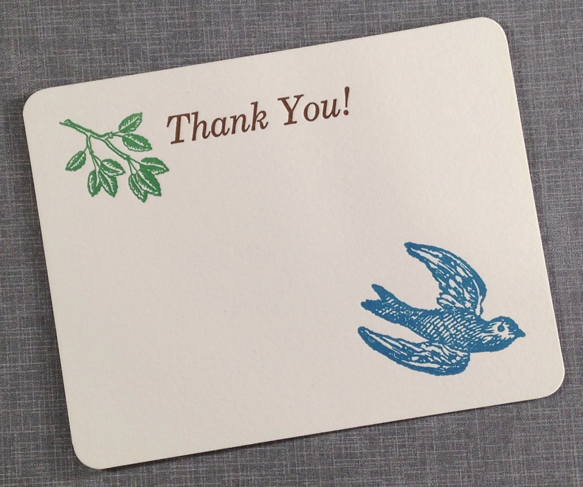 letterpress greeting card with bluebird