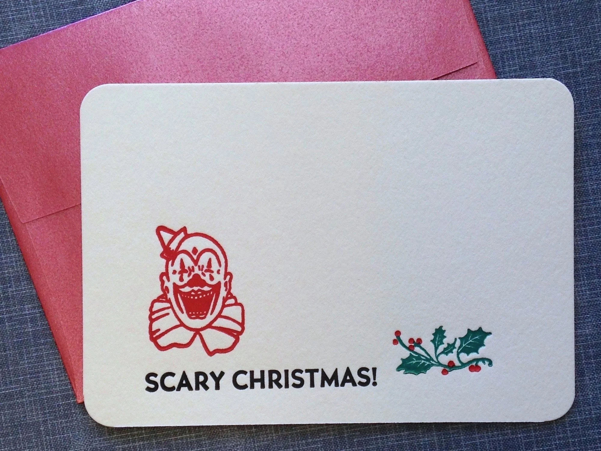 vintage Christmas card with clown