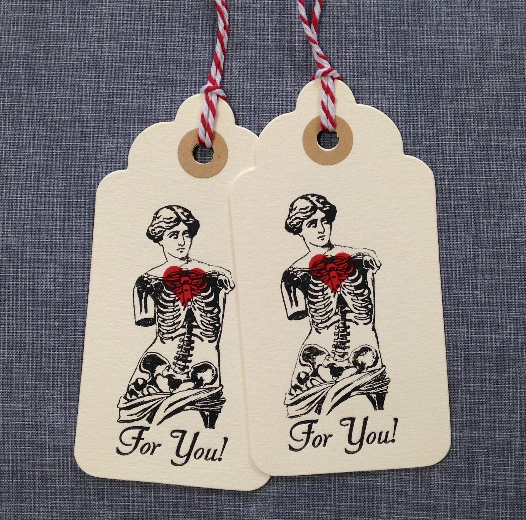 letterpress valentines tags with Venus de milo