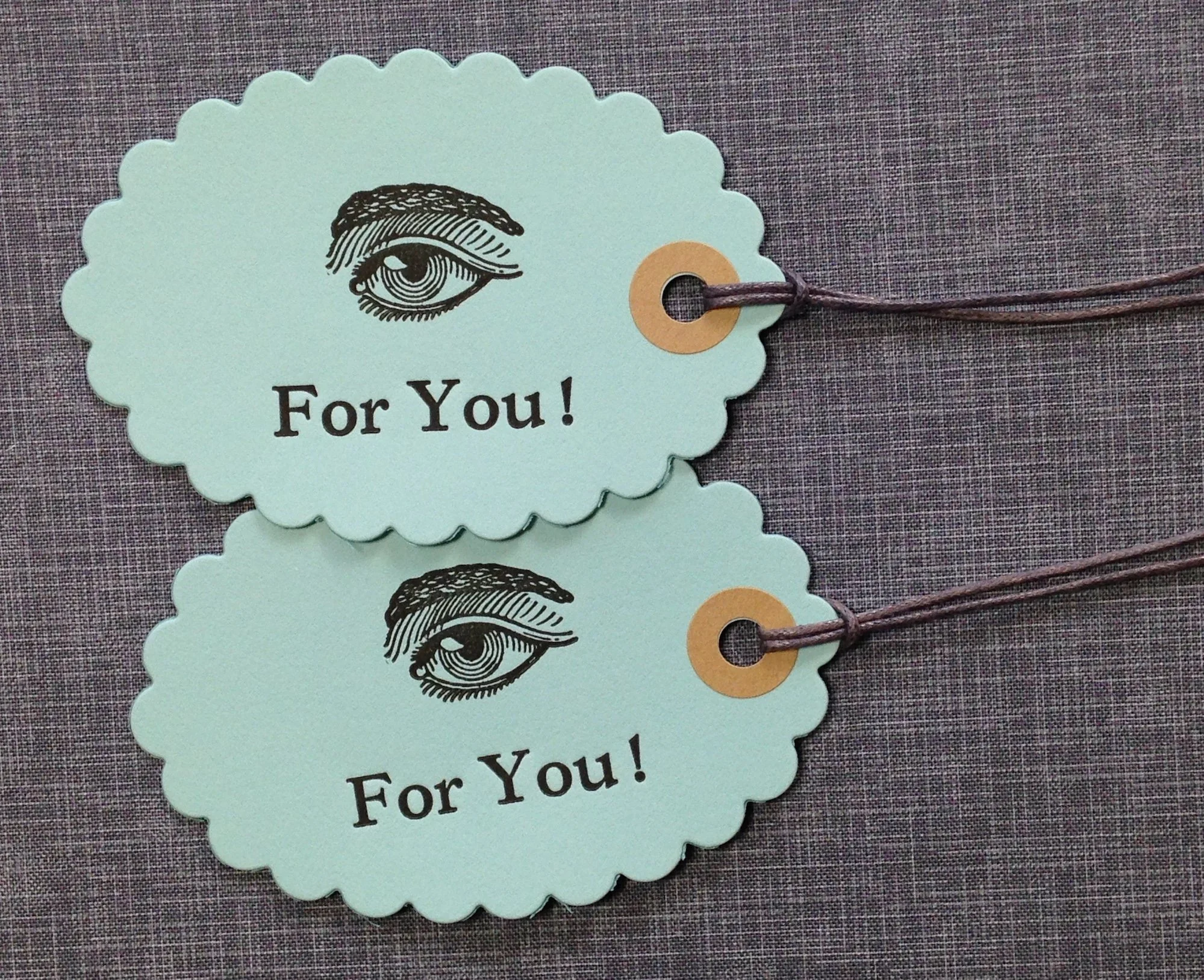 letterpress Gift tags with a vintage eye
