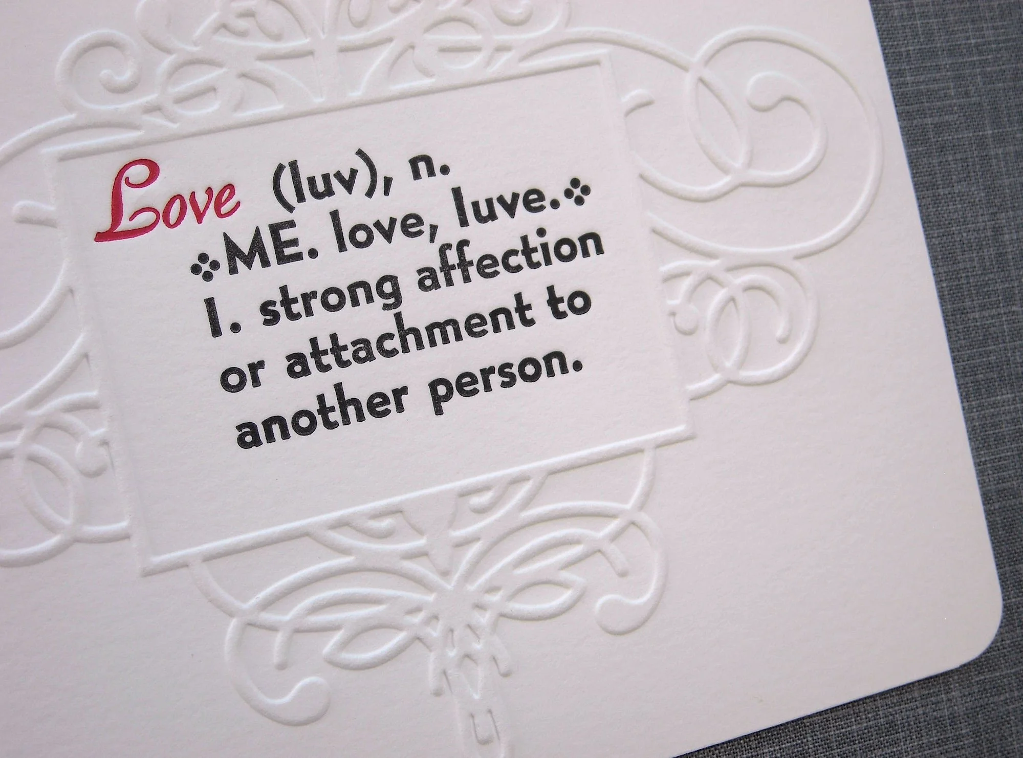 letterpress valentine for luxury giving