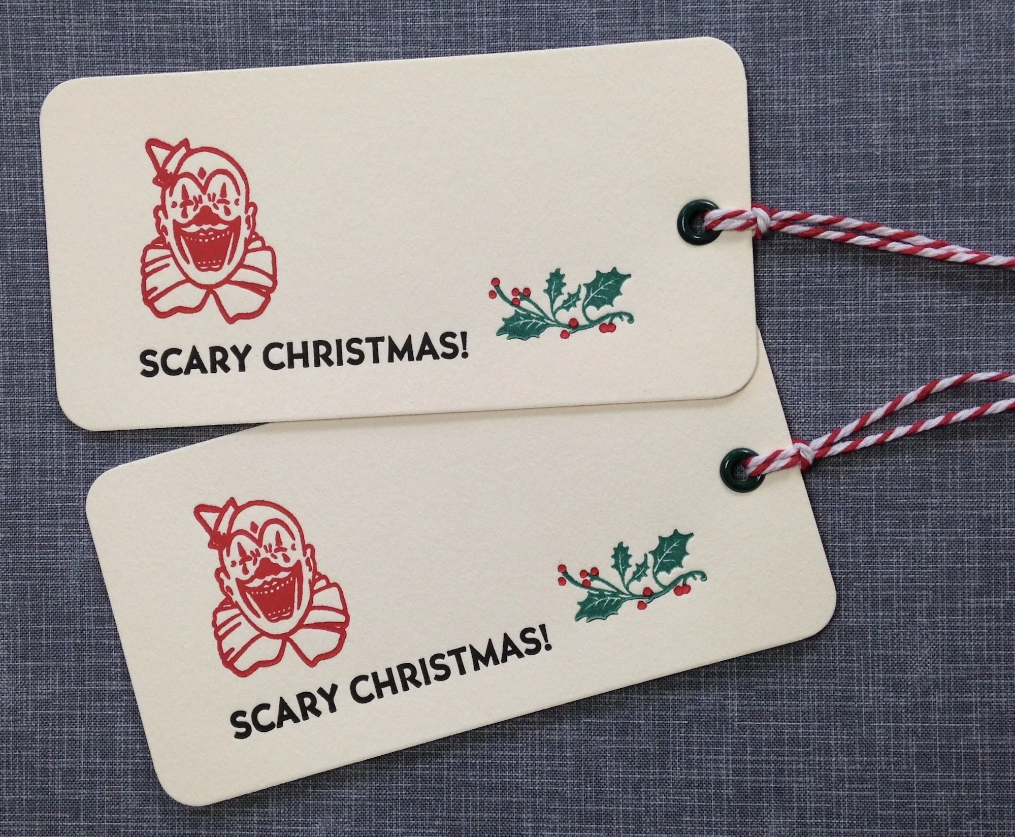 letterpress Gift tags with a vintage clown image