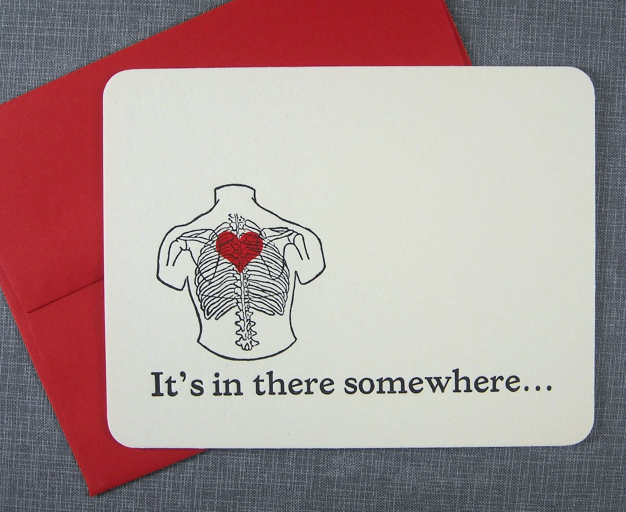 letterpress valentine printed on cotton paper , goth valentine