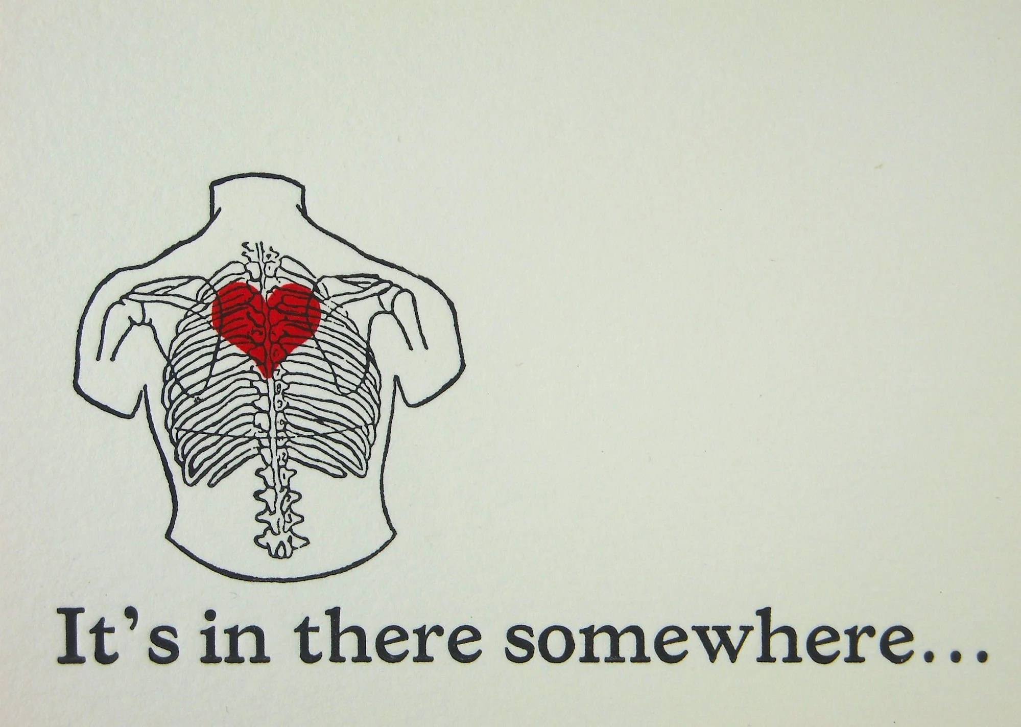 Letterpress Valentine and Envelope - It's In There Somewhere - Vintage Anatomy