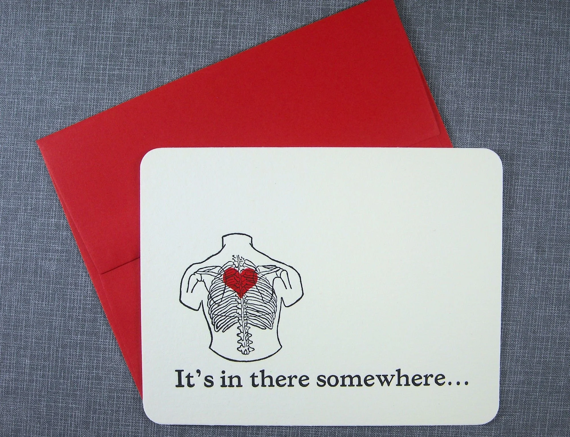 letterpress valentine's day card and envelope