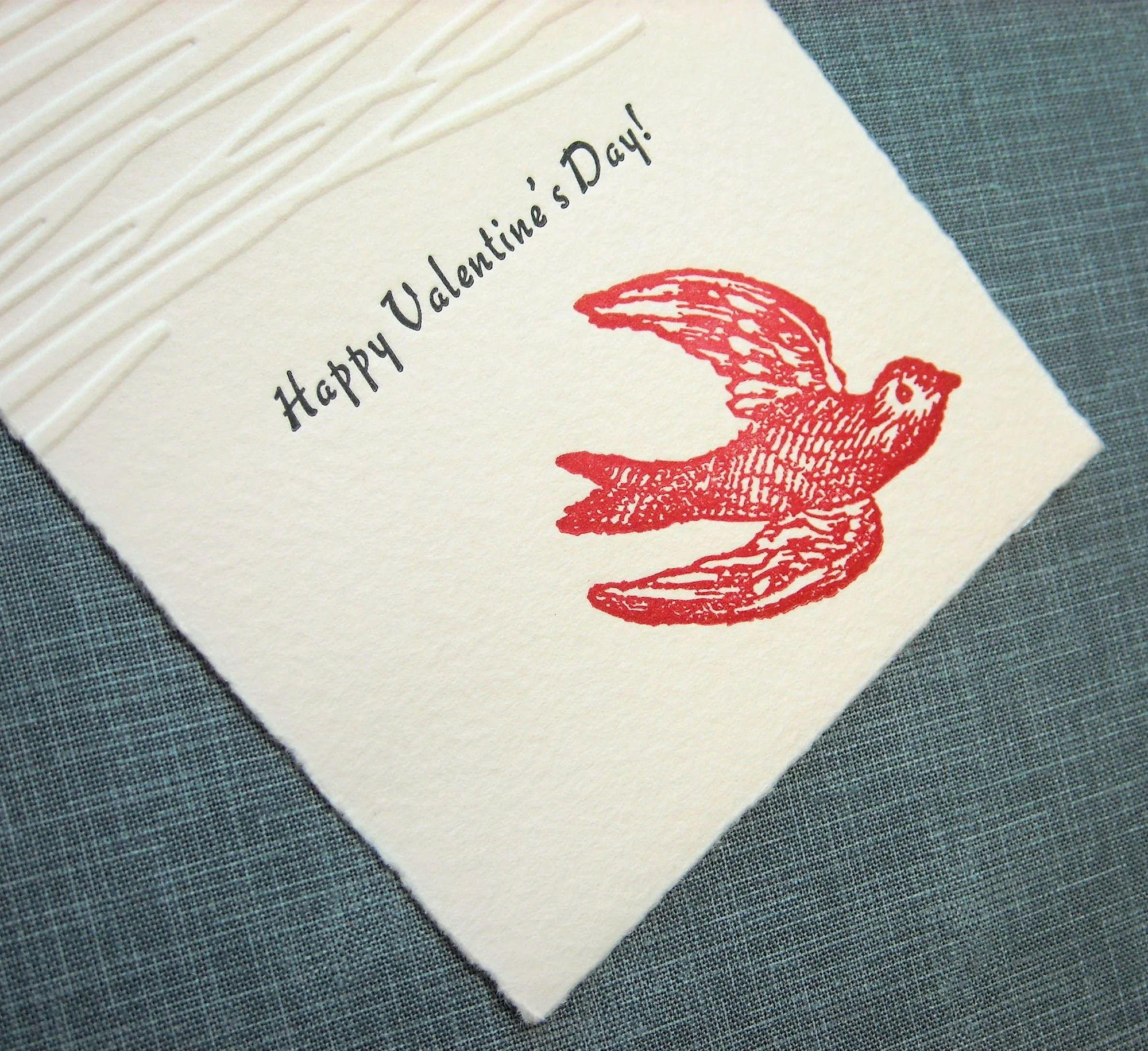 valentine card with a red flying bird