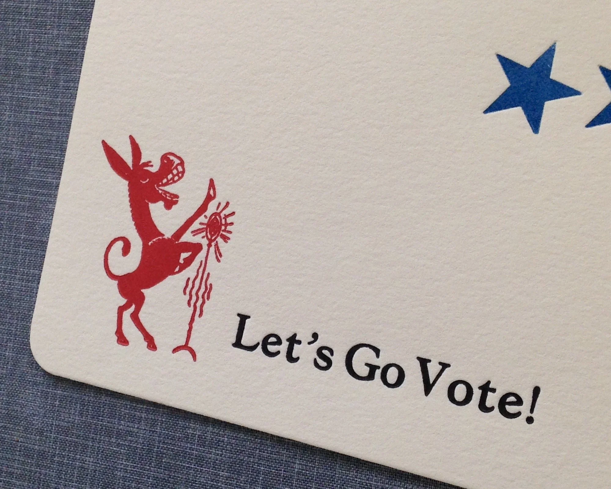 Letterpress Greeting Card and Envelope - Let's Go Vote!