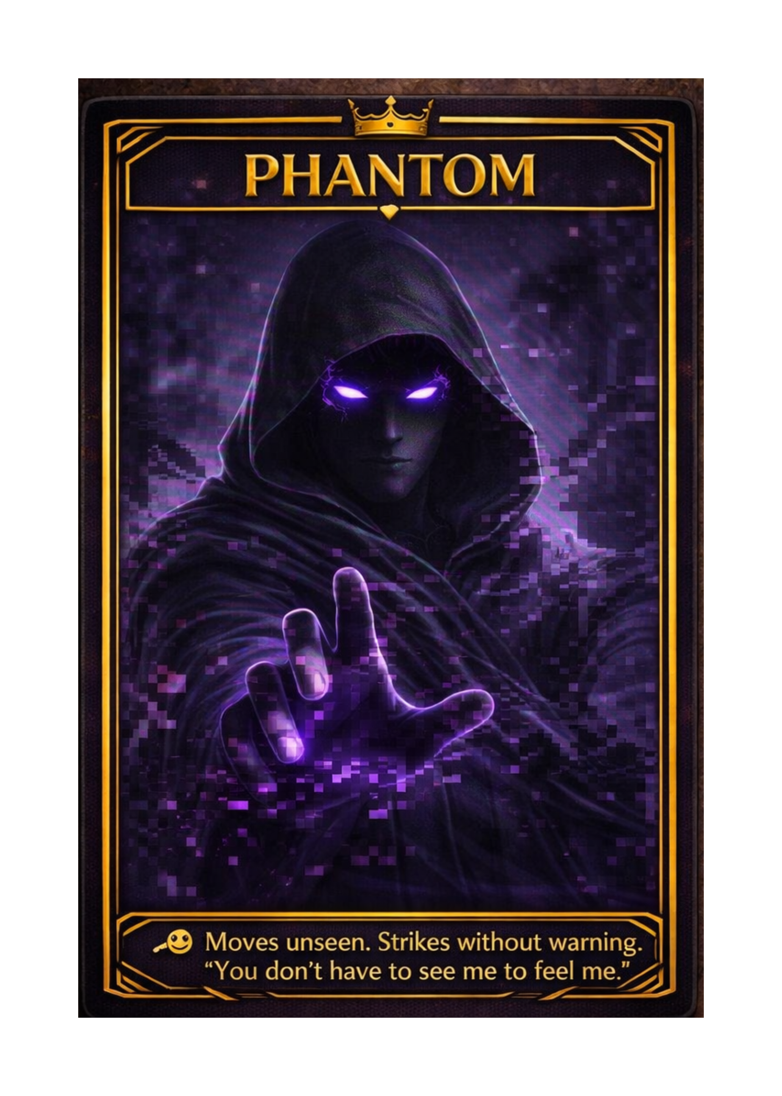 Dark illustration of a hooded figure with a drawing of the letter M on a hoodie, with the words "Misfit Royalty" above in teal text.