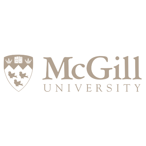 McGill University logo with shield featuring three crowns and two birds, and the university name.