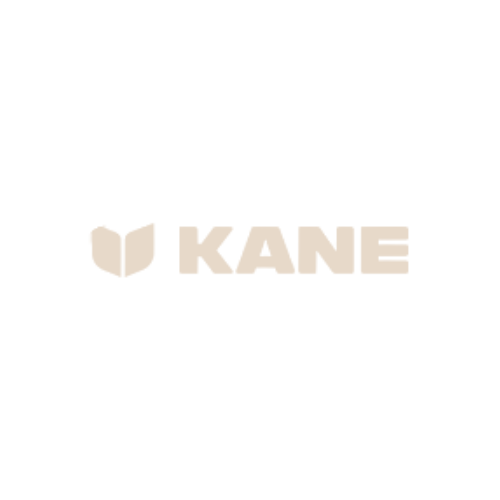 Black background with a beige and white logo featuring a stylized animal head and the word 'KANE' in bold beige letters.