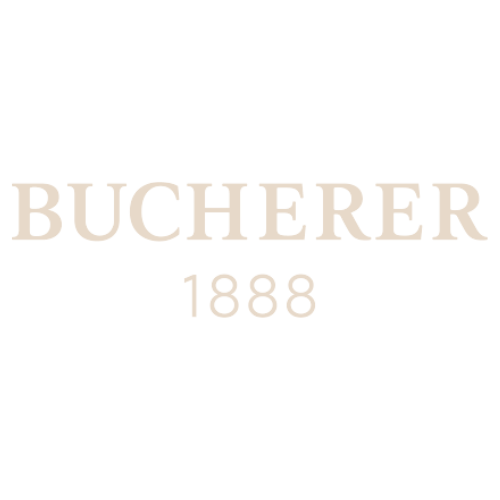 Bucherer logo with the year 1888 on a black background.