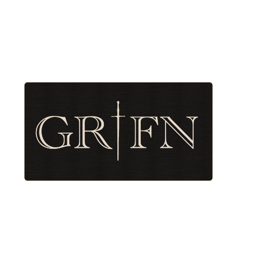 A black rectangular sign with the word 'GREN' in white, using a decorative font. The 'I' in the middle is stylized as a sword.