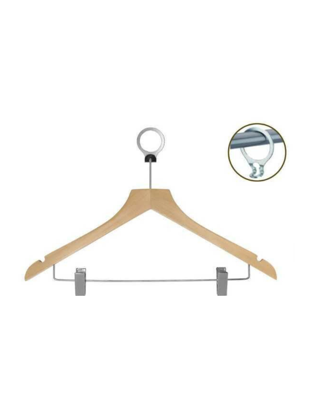 Wooden Anti-Theft Hanger With Trouser Clips (Maple)