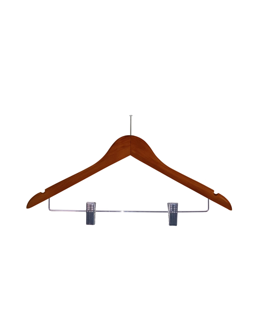 Wooden Anti-Theft Hanger With Trouser Clips (Mahogany)