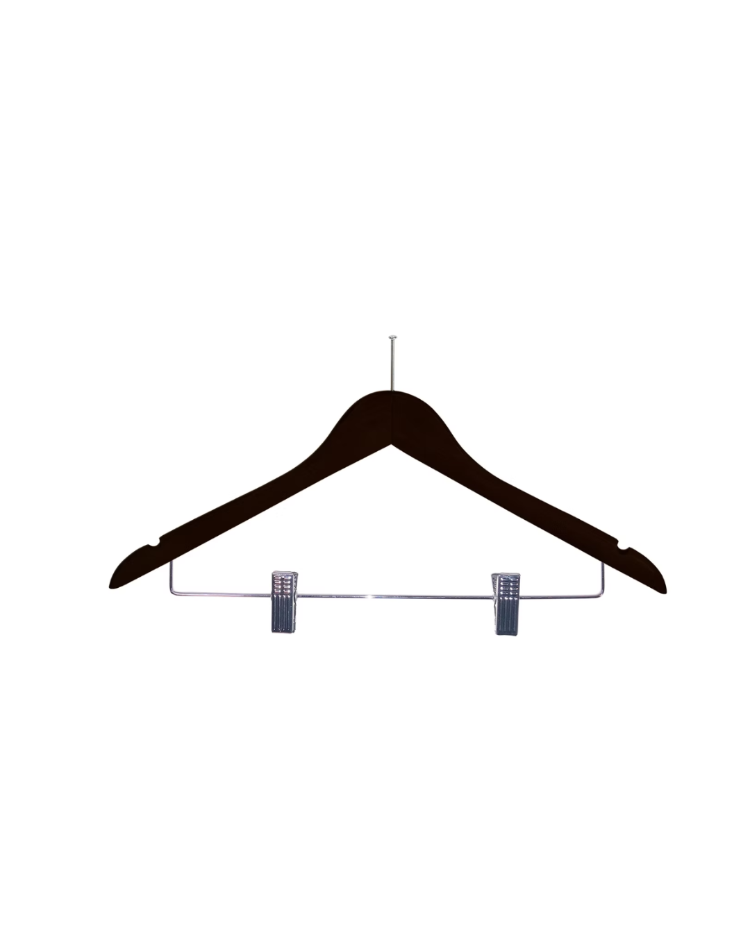 Wooden Anti-Theft Hanger With Trouser Clips (Black)