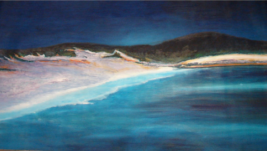 “Hoy mi playa se viste de amargura, porque
tu barca tiene que partir…”
Oleo sobre papel
65 cm x 140 cm
2018