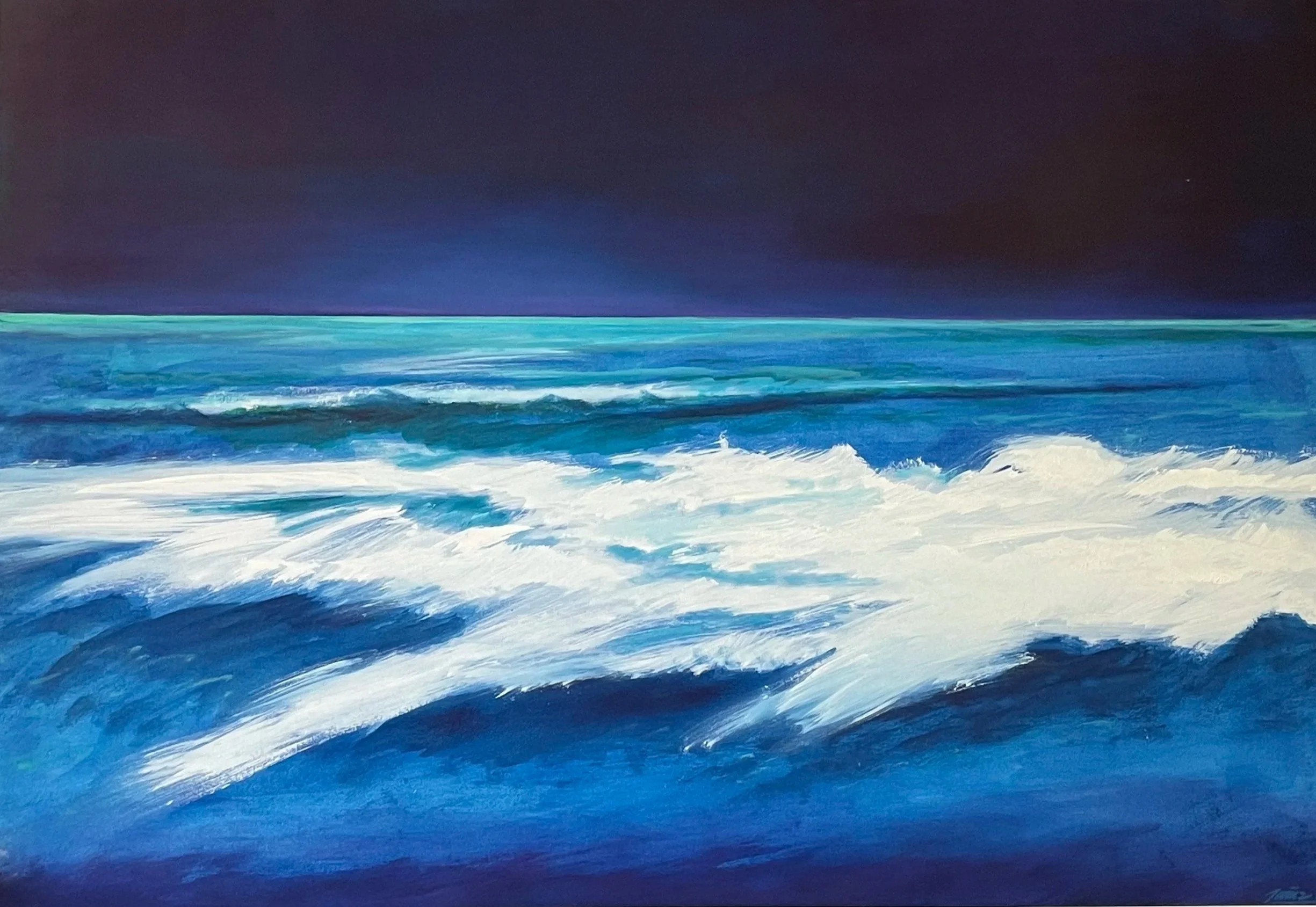 “…volveré como vuelven esas inquietas olas,
coronadas de espumas tus playas a bañar…”

Oleo sobre papel
70 cm x 100 cm
2018