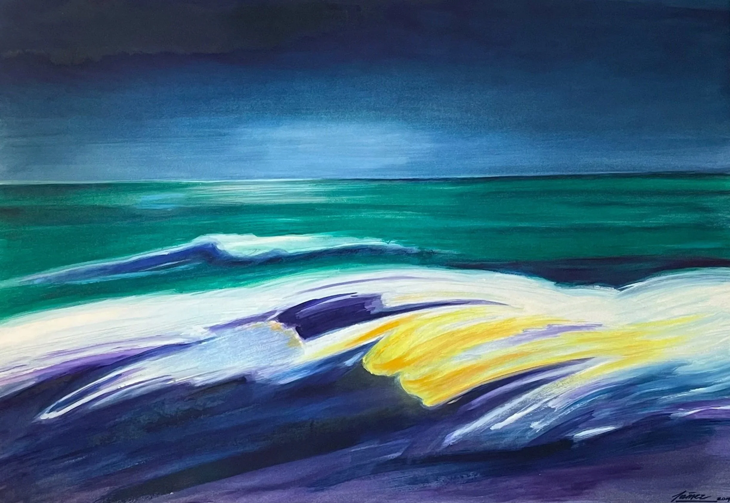 “Herido de sombras, por tu ausencia estoy,
solo la penumbra me acompaña hoy”

Oleo sobre papel
70 cm x 100 cm
2018