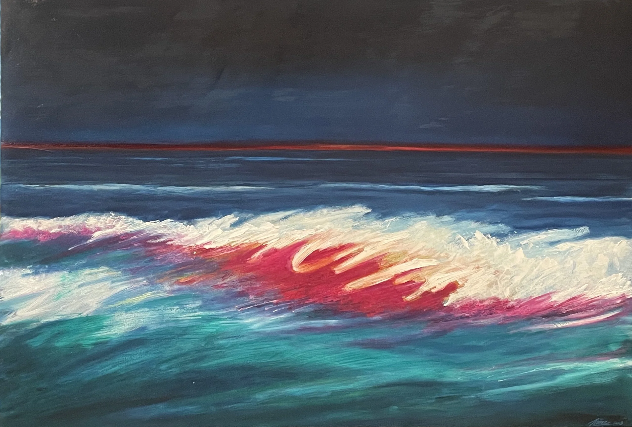 “ Y en tu boquita la sangre marchita que tiene el coral…”

Oleo sobre papel
70 cm x 100 cm
2018