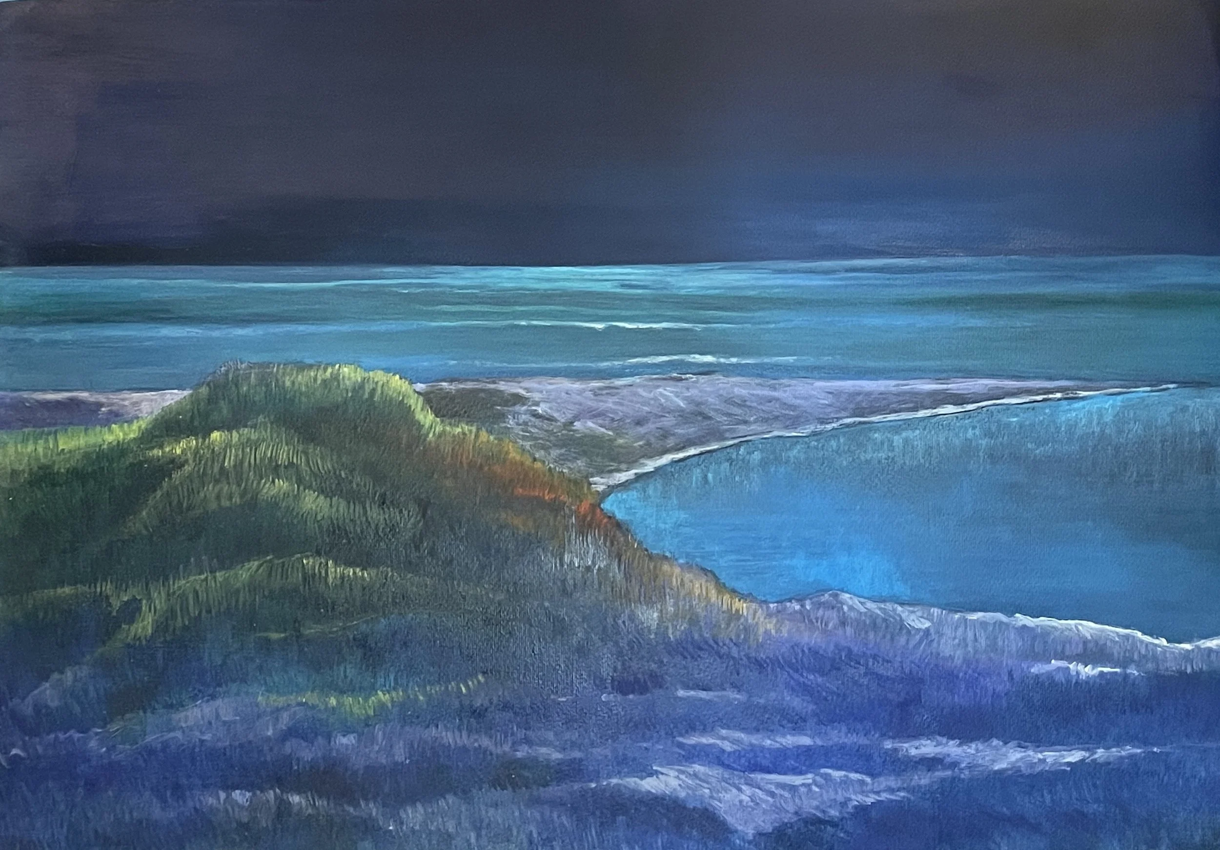 “… pues desde que te fuiste no he tenido luz
de luna “

Oleo sobre papel
70 cm x 100 cm
2018