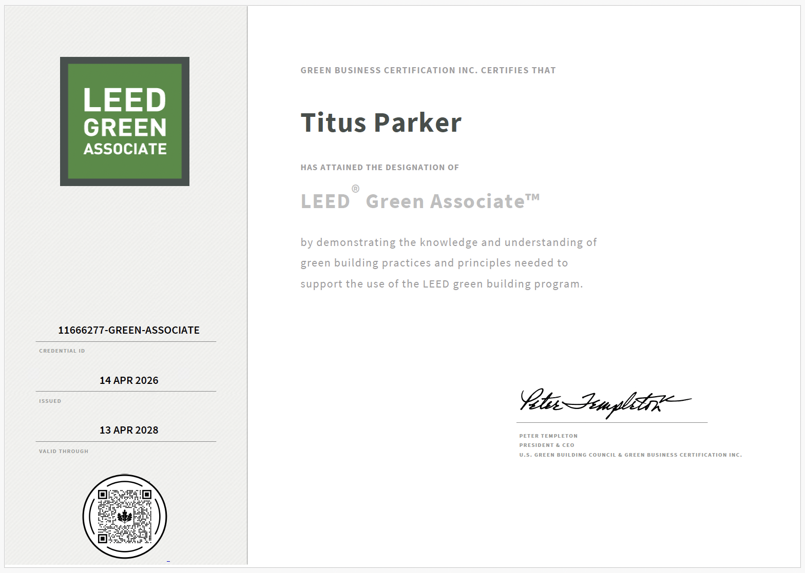 Leed Certification Titus Parker