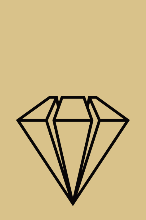 Black diamond on champagne background