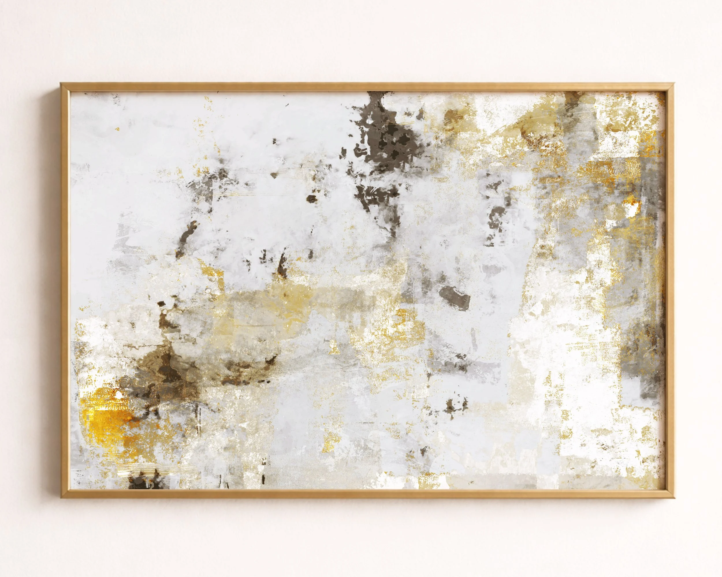 Abstract textured background with shades of white, gray, gold, and black, resembling a distressed or weathered surface.