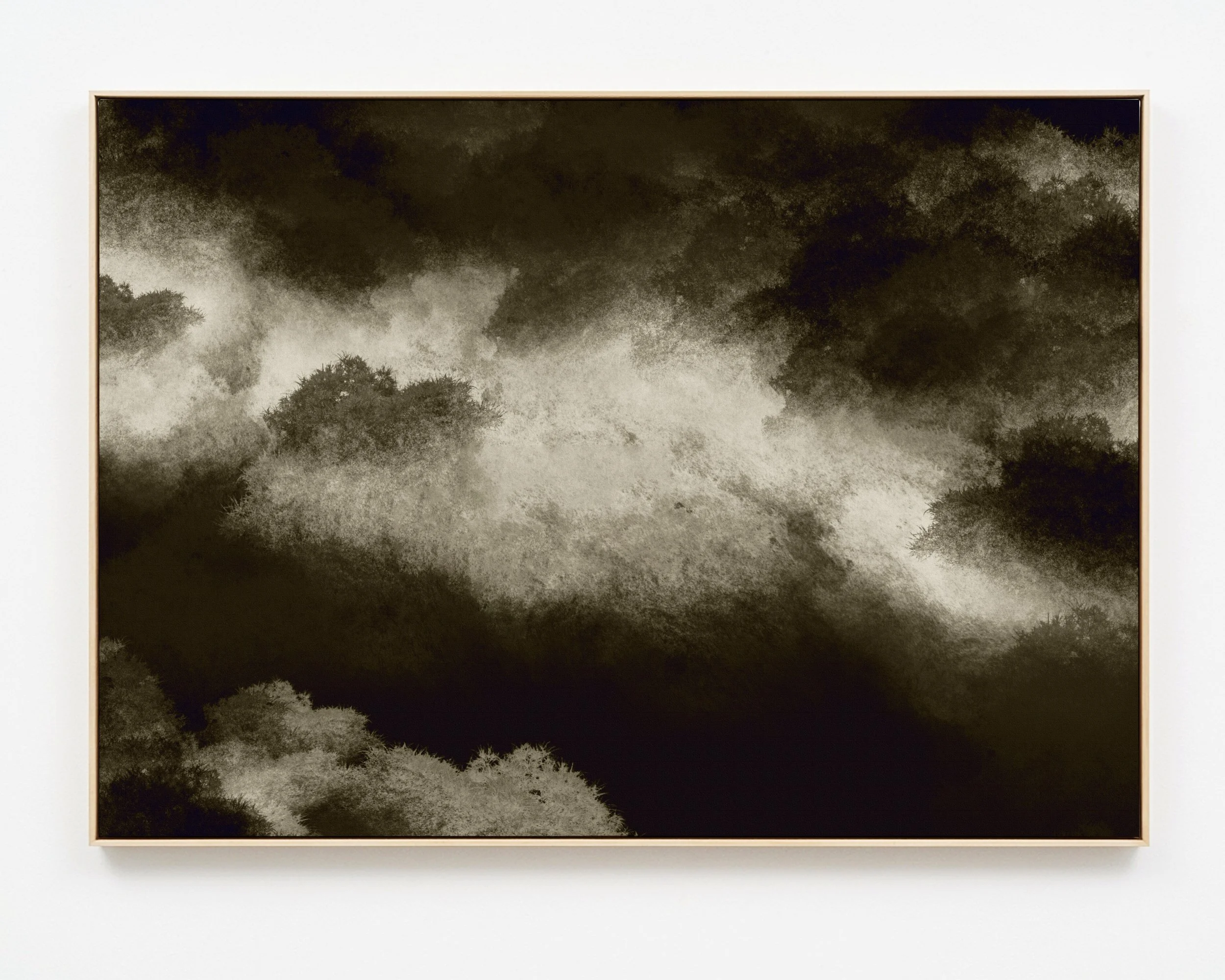 Abstract black, white, and gray clouds or smoke in a watercolor style.
