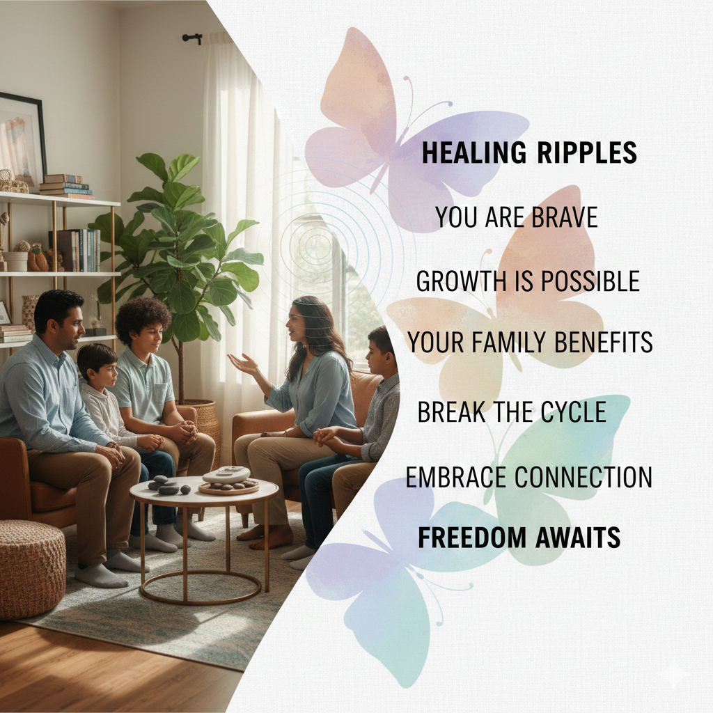 family sitting down and talking