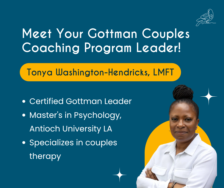 Tonya Washington-Hendricks next to some text about her couples program