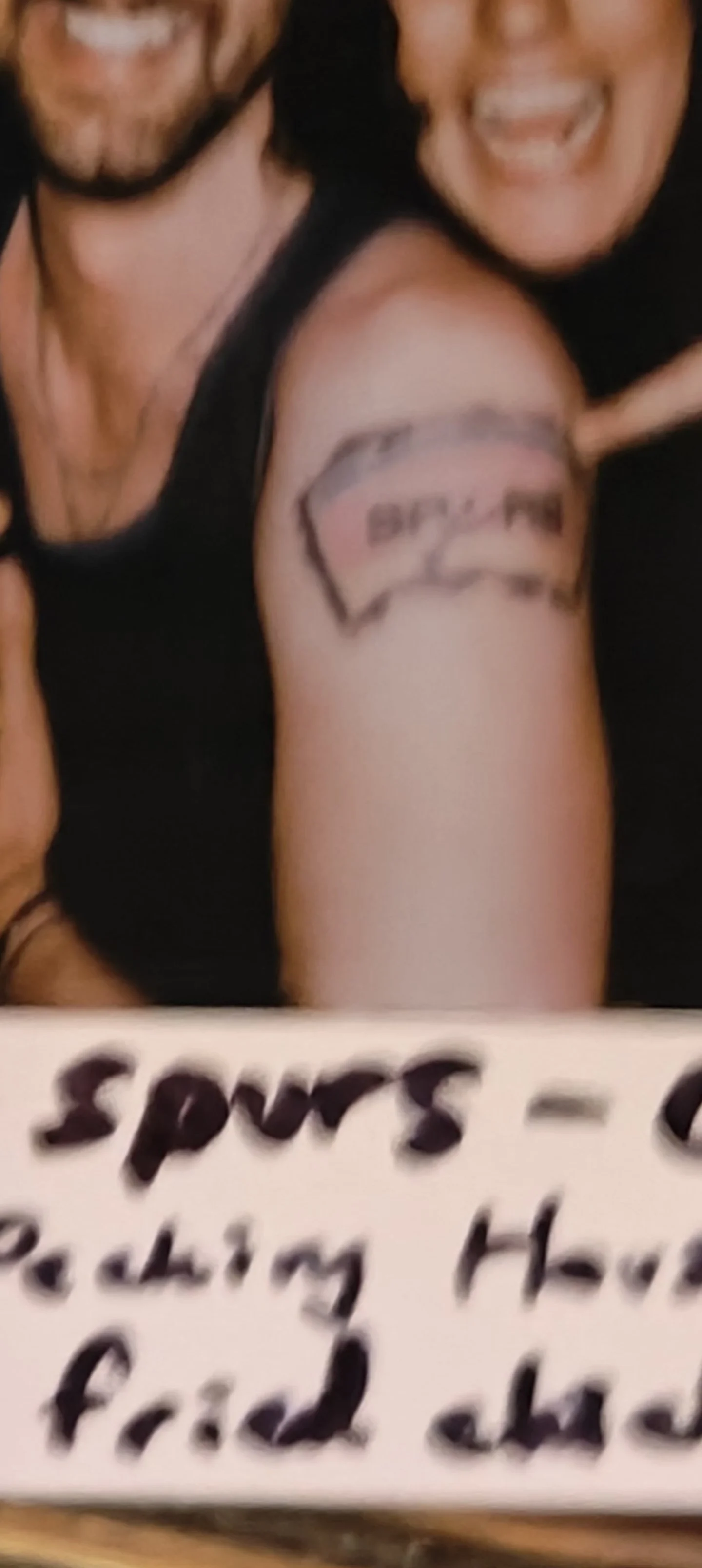 A tattoo of the fiesta Spurs logo exposed in NYC ahead of the NBA finals against the Knicks