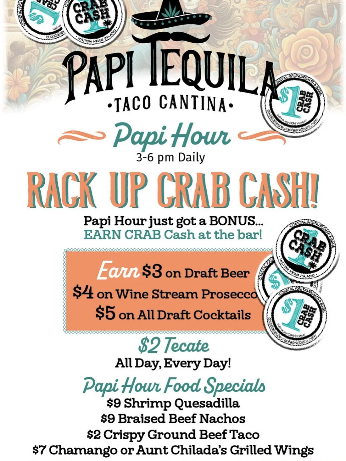 P A P I 🌮 H O U R &bull; Join us starting at 3pm for the best happy hour! Featuring tacos, wings, quesadillas &amp; Tecate 🍻 Can&rsquo;t forget the unbeatable vibes