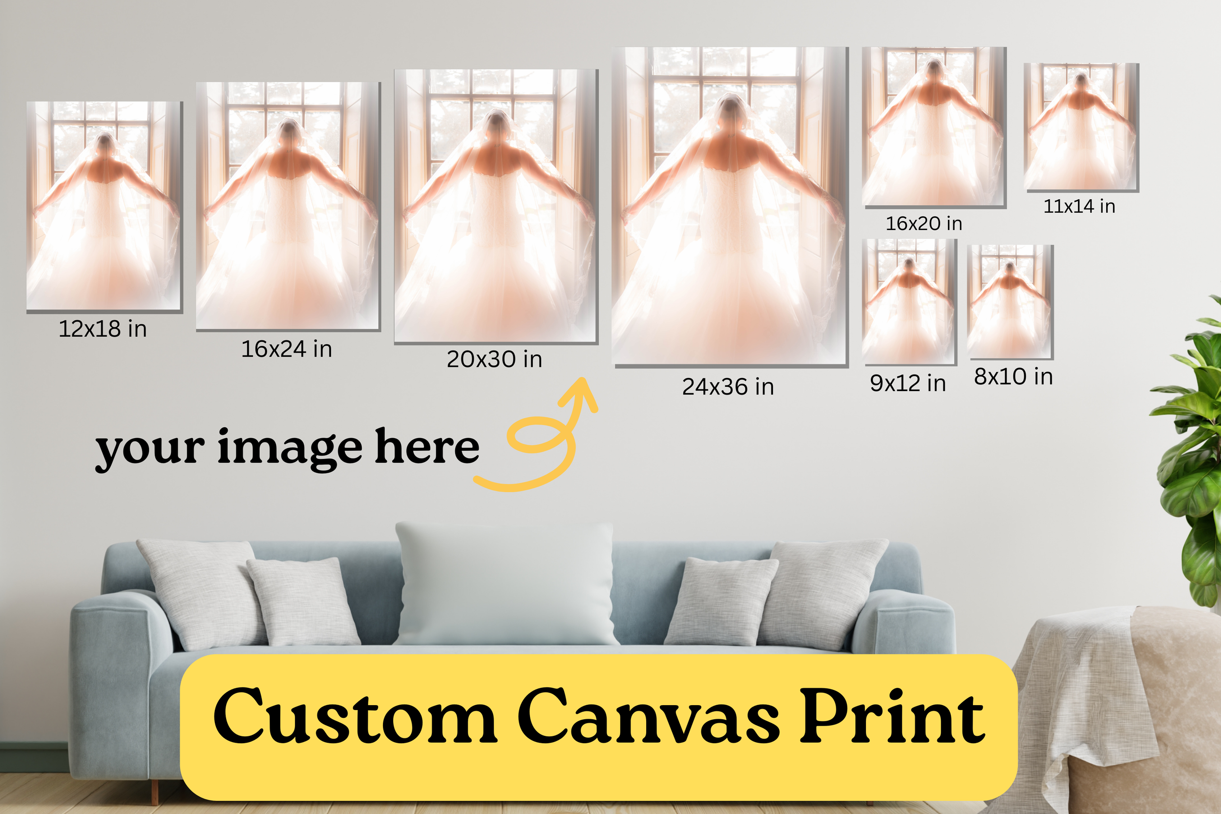 custom canvas print size mockup