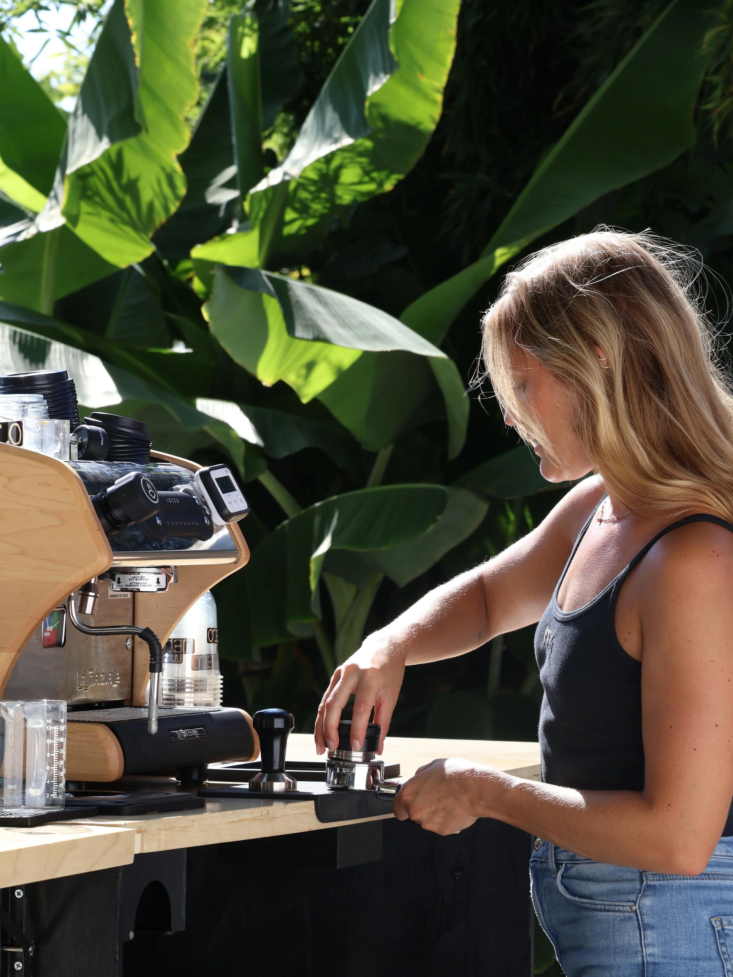 Mobile coffee cart catering setup by Melo at corporate event in Orange County